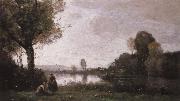 camille corot Seine Landscape near Chatou oil on canvas